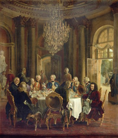 Dinner Table at Sanssouci, 1850 by Adolph Menzel